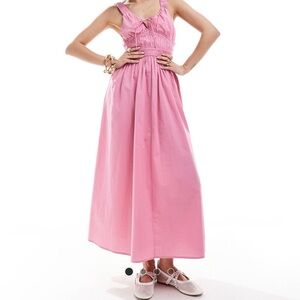 ASOS Wide Strap Channel Waist Midi  Sundress Raspberry Dress